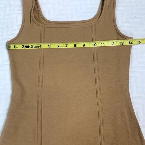 WILD FABLE Sleeveless Seamed Tank Bodycon Dress Camel Beige Size Small - Picture 8 of 9
